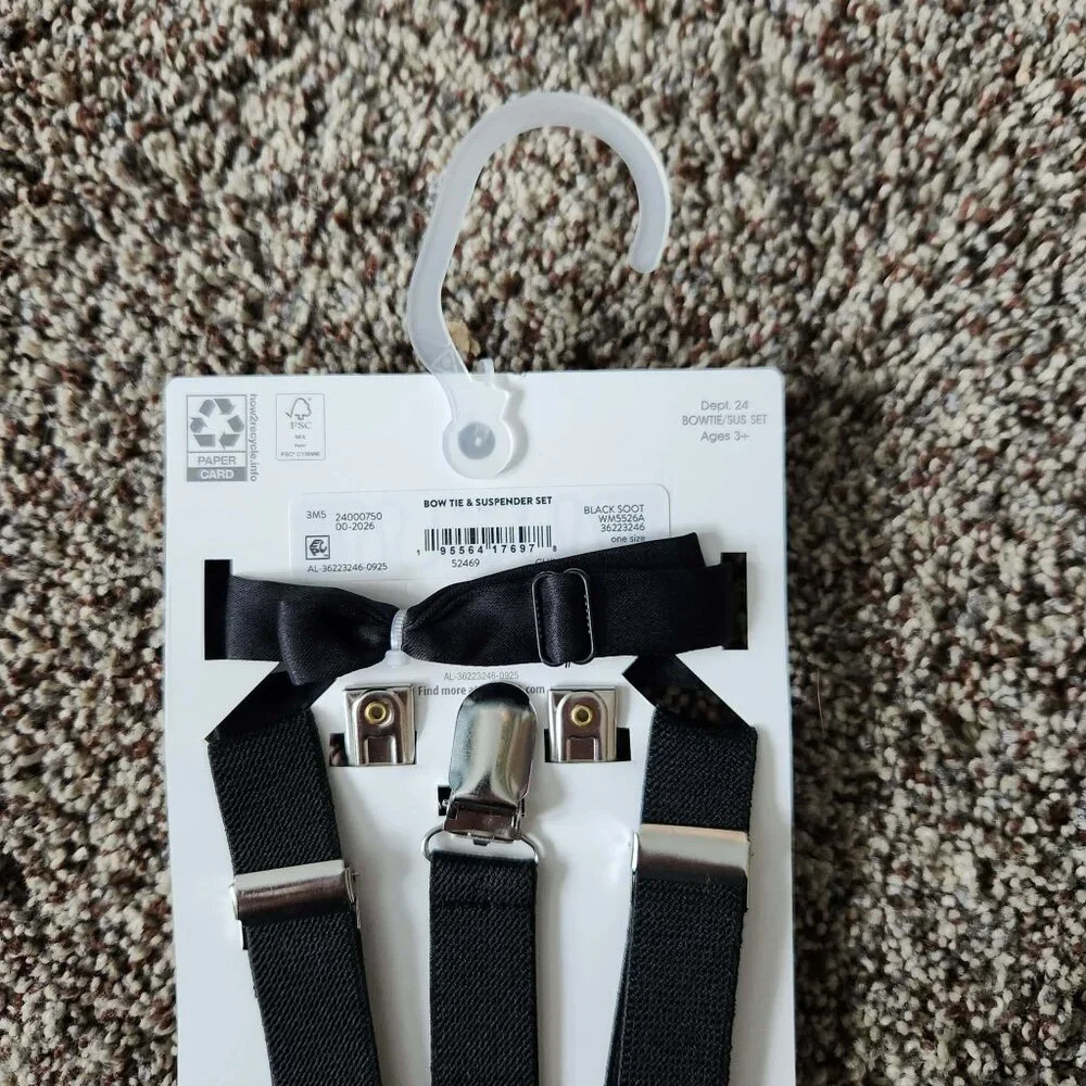 Wonder Nation Boys Suspenders and Bow Tie Set, 2-Piece Set - One Size - NWT
